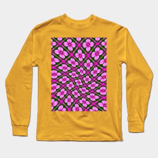 Bright Pink Flower Pattern Long Sleeve T-Shirt